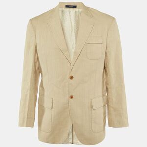 Kenzo Homme Beige Cotton & Linen Blend Single Breasted Blazer L